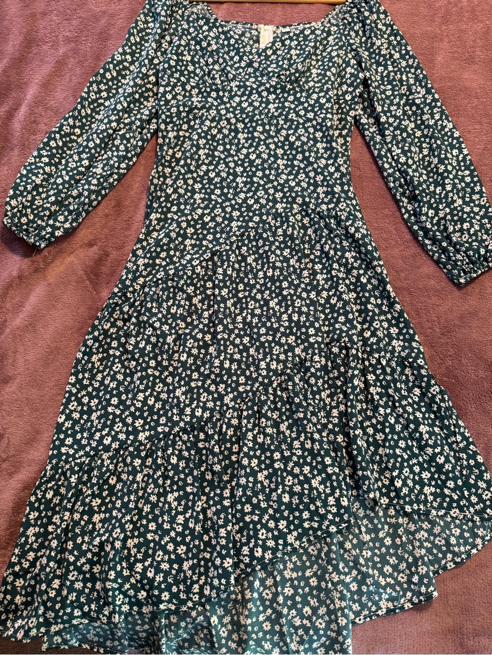 Green Floral Tiered Midi Dress - Women
